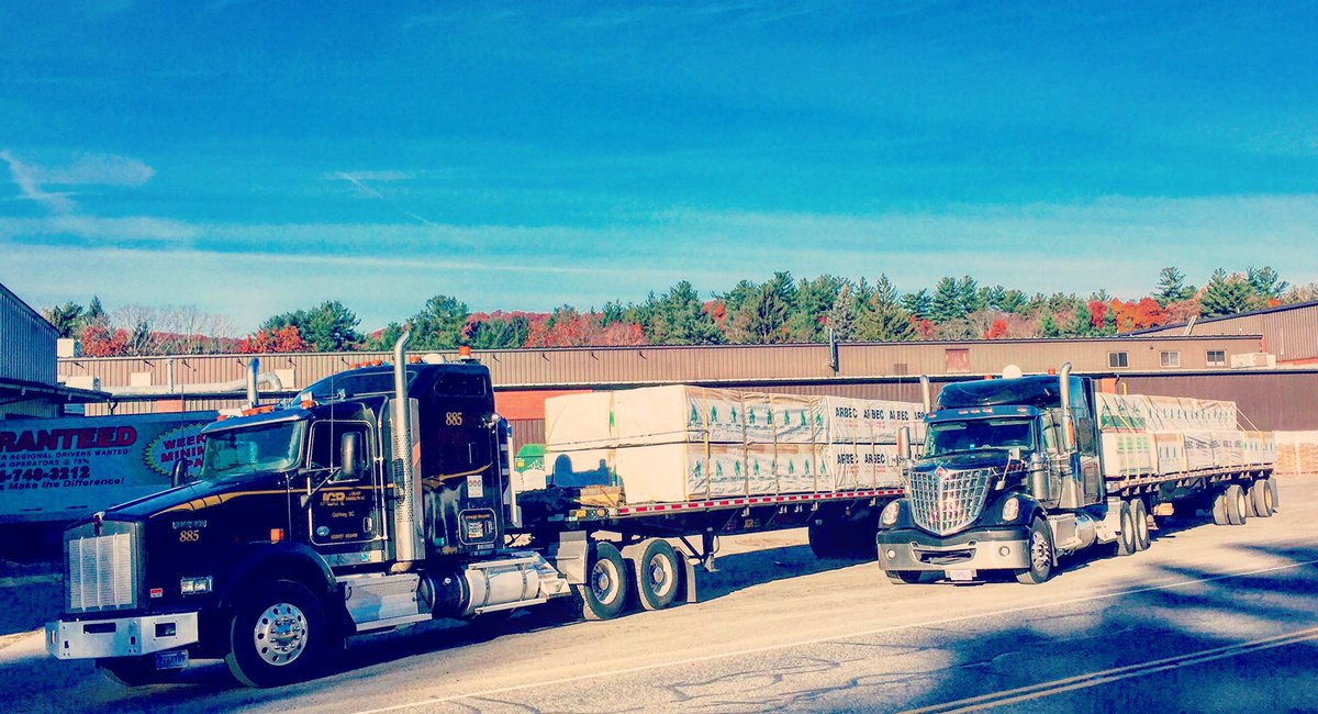 Company drivers Mr. Bill and Biscuit are loaded in Connecticut and ready to head back down south. #flatbed #trucking