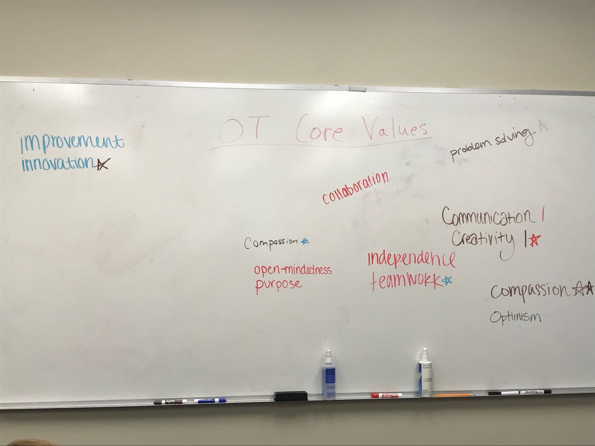Games4RehabOT's tweet image. Core values of OT as described by first year OT students at @MizzouSHP #otdistinctvalue #OccupationalTherapy