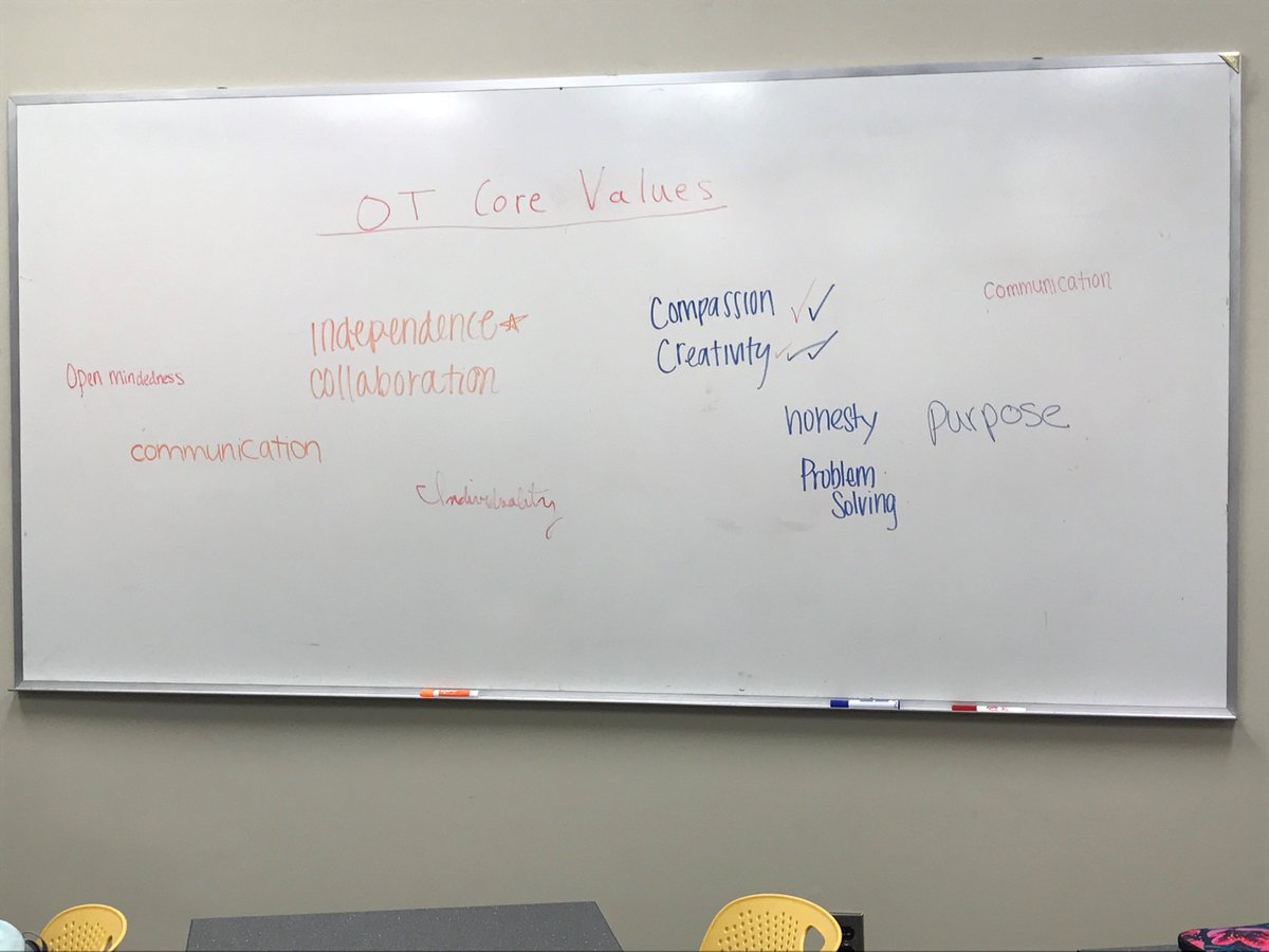 Games4RehabOT's tweet image. Core values of OT as described by first year OT students at @MizzouSHP #otdistinctvalue #OccupationalTherapy