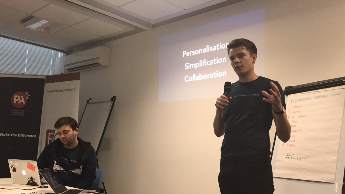 GoDigitalPA's tweet image. Over half way through the #FCASprint team presentations. Machine learning, chat bots and semantic analysis shown so far.