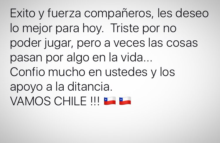 Alexis_Sanchez's tweet photo. VAMOS CHILE ... 🇨🇱❤️️🇨🇱 https://t.co/9vmhzE1Xkr