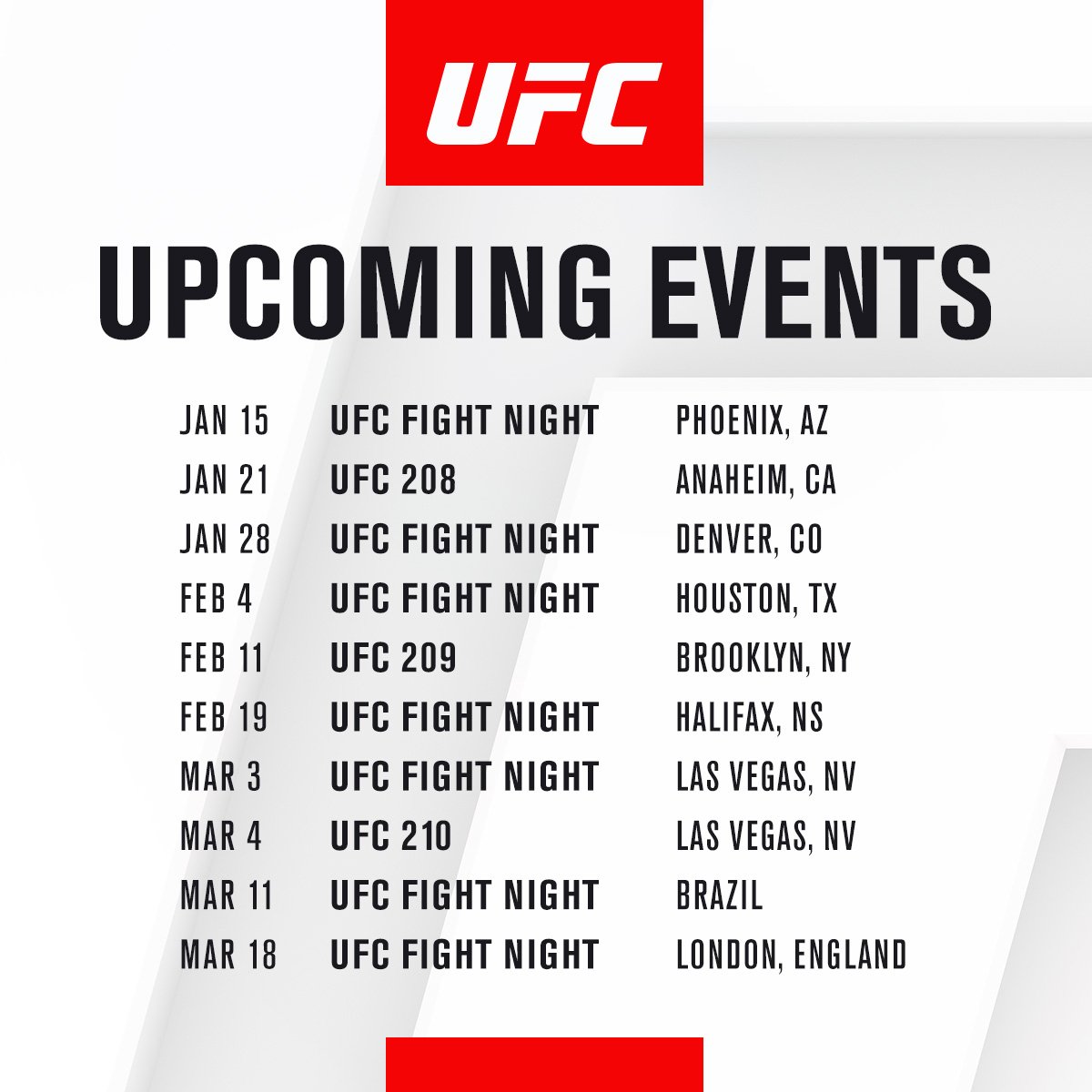 Ufc schedule