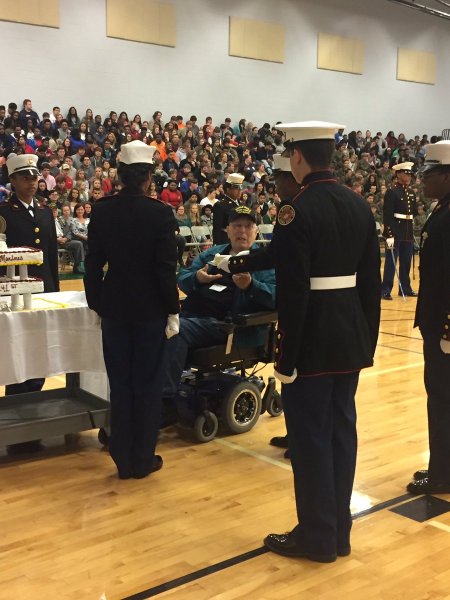 LCHSGators's tweet photo. Thank you to our MCJROTC for their Veteran's Day program honoring Marine WWII Veteran Larry Creasman. Thank you for your service! #teamDCS https://t.co/8WJ76a3HeH