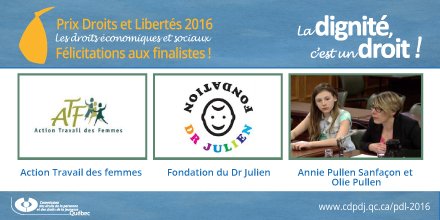CDPDJ1's tweet photo. Découvrez les finalistes du #PDL2016! Tous les détails juste ici : https://t.co/VMTSJnbA0t   #Felicitations https://t.co/E6mjjBDLjx