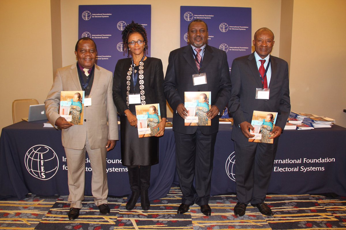IFES1987's tweet photo. The #usep2016 delegation from Cameroon @elections41 holds IFES 2015 annual report. #inclusion #DisabilityRights https://t.co/bIk2StAnEI