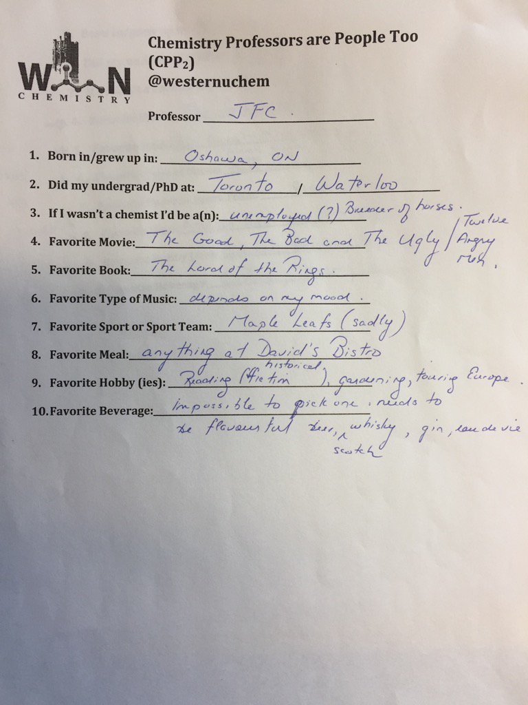 westernuchem's tweet image. This week in Chemistry Professors are People Too #CPP2 Professor John Corrigan @CorriganLab