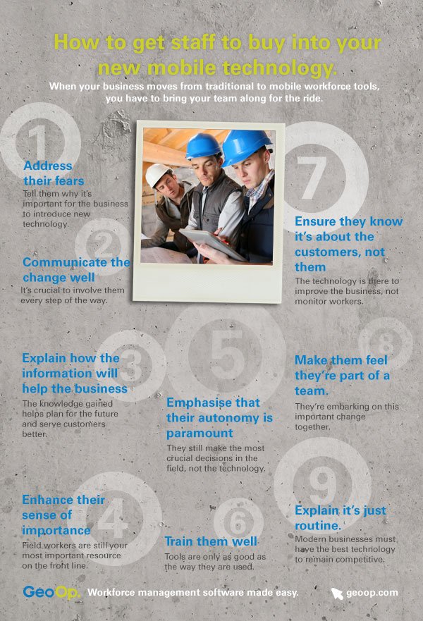 9 ways to turn your employees into mobile job management fans. buff.ly/2fRgDyY #infographic