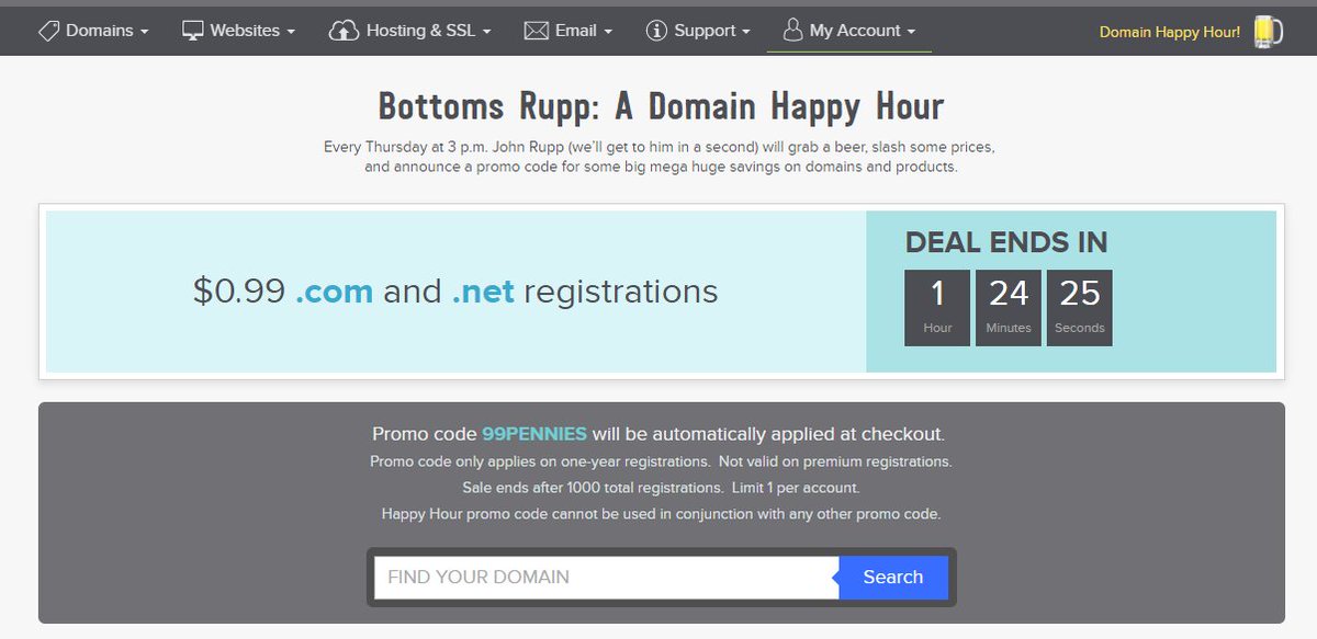 Gecenin güzel haberi: .com /.net domain kayıt sadece $0.99!
Kampanya detayları: domainforumlari.com/name-com/6756-…

#DF #DomainDeals #HappyDomainHours
