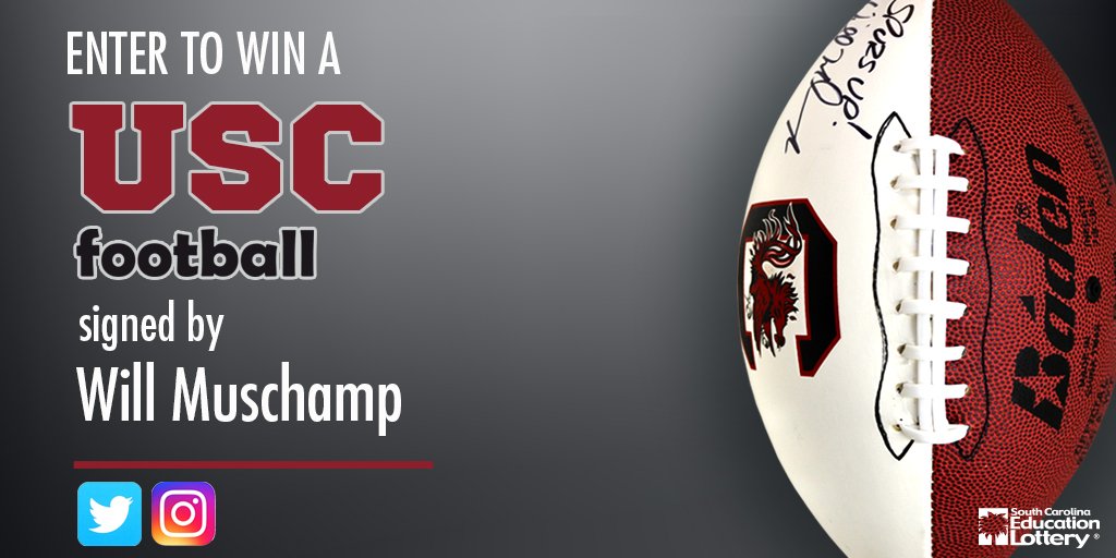 sclottery's tweet image. BEAT CLEMSON: RT this post &amp;amp; follow @sclottery for a chance to win a Will Muschamp signed football! #GoGamecocks!