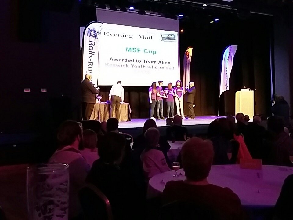 k2bwalk's tweet photo. The trophy for most money raised by a #k2b2016 junior team are Team Alice Keswick Youth https://t.co/JQ0hxXz0SI