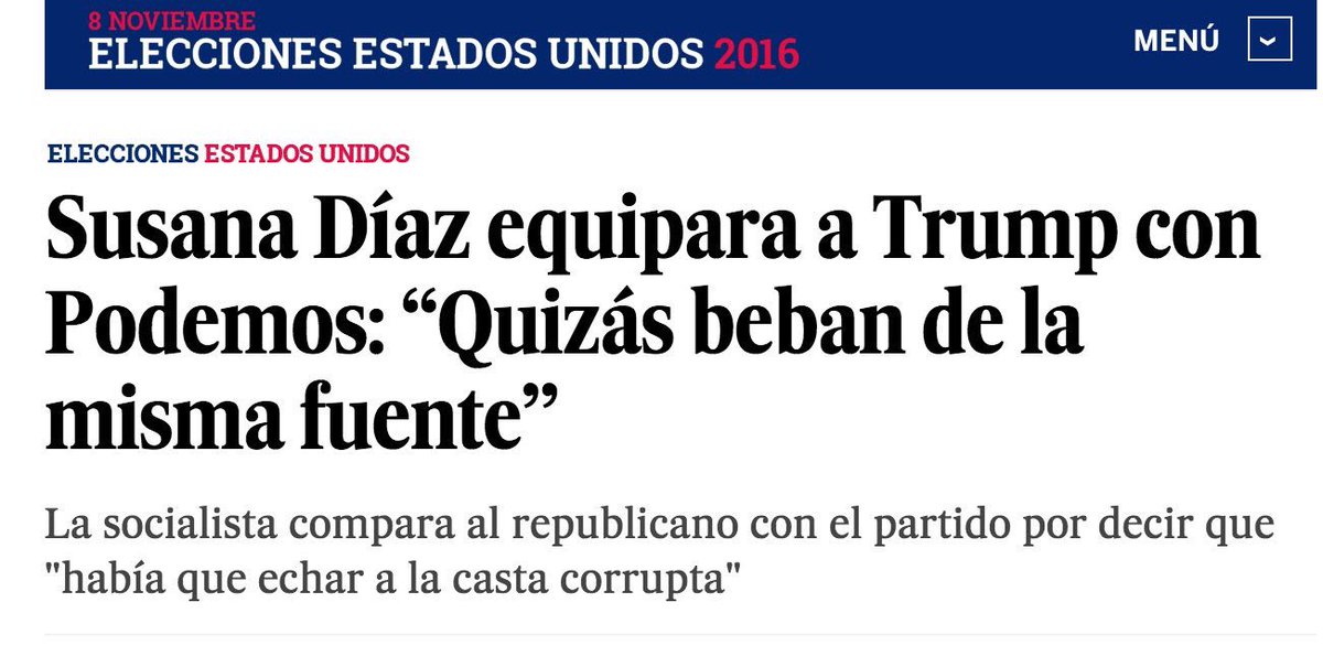 Dice Susana Díaz que Podemos y Trump bebemos de la misma fuente. Yo quisiera saber qué es lo que se ha bebido ella 🎉😅