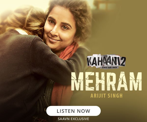 JioSaavn's tweet photo. Brand new #ArijitSingh song "Mehram" from @Kahaani2Movie is out now only on Saavn #HearItFirst https://t.co/puWi3QH3pB https://t.co/IoXXHjGYlO