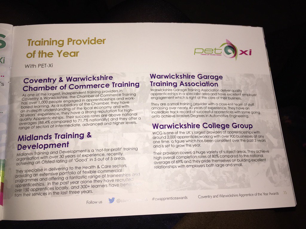 MidlandsTD's tweet photo. Thank you @petxitraining for sponsoring our finalists category Training Provider of the Year #cwapprenticeawards https://t.co/SKzI2pub5u