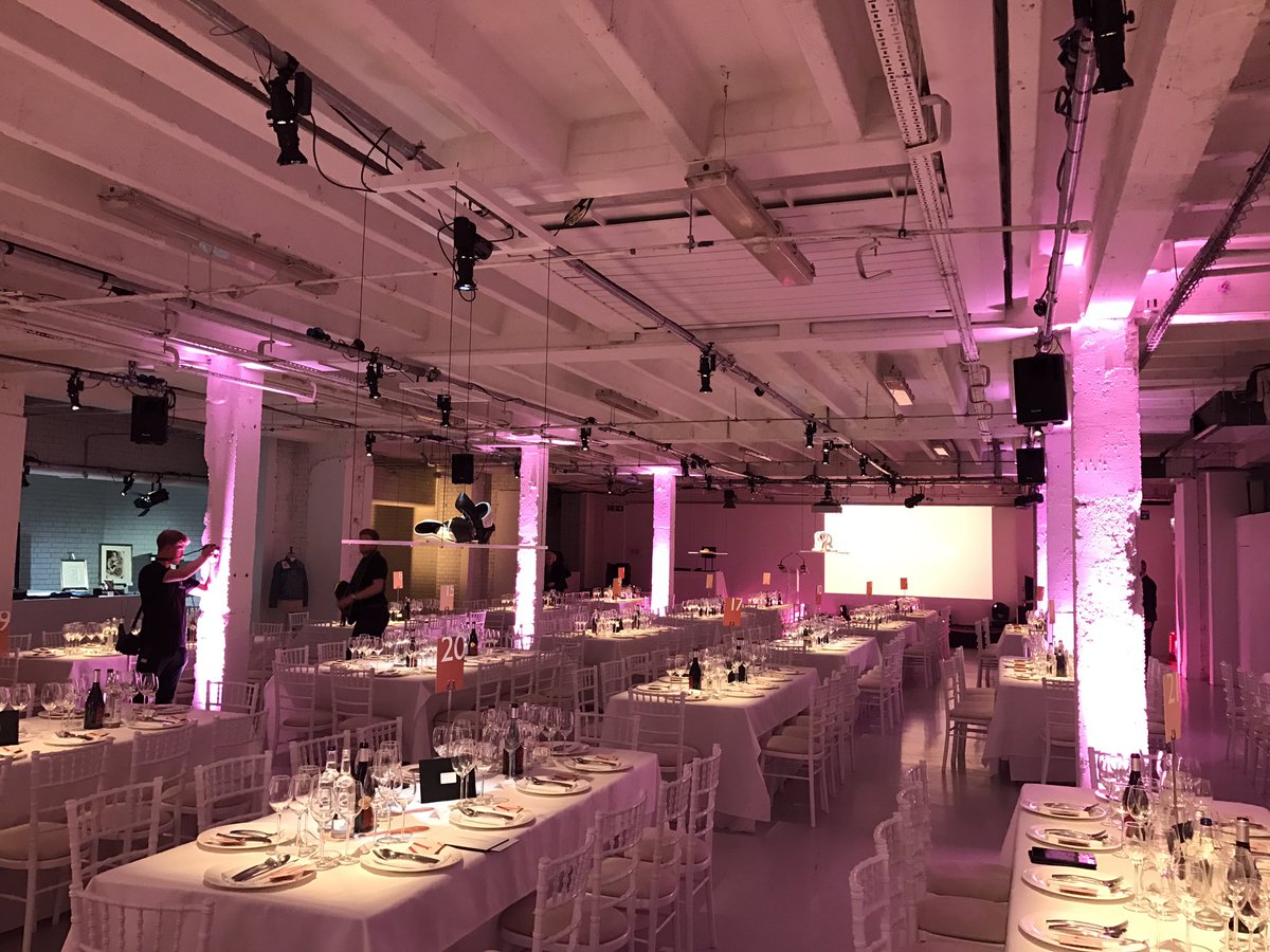 iam_JamesH's tweet photo. The Fashion matters Gala dinner is looking awesome. Main room ready for guests. @LCFLondon #askebye https://t.co/gtnK48OFeO