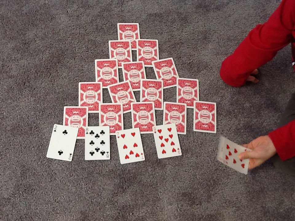 vismarshall's tweet image. We played Make Ten Pyramid. Filipe and Mrs. Marshall played. It ended in a tie!! #maketen #numeracy #mathgames