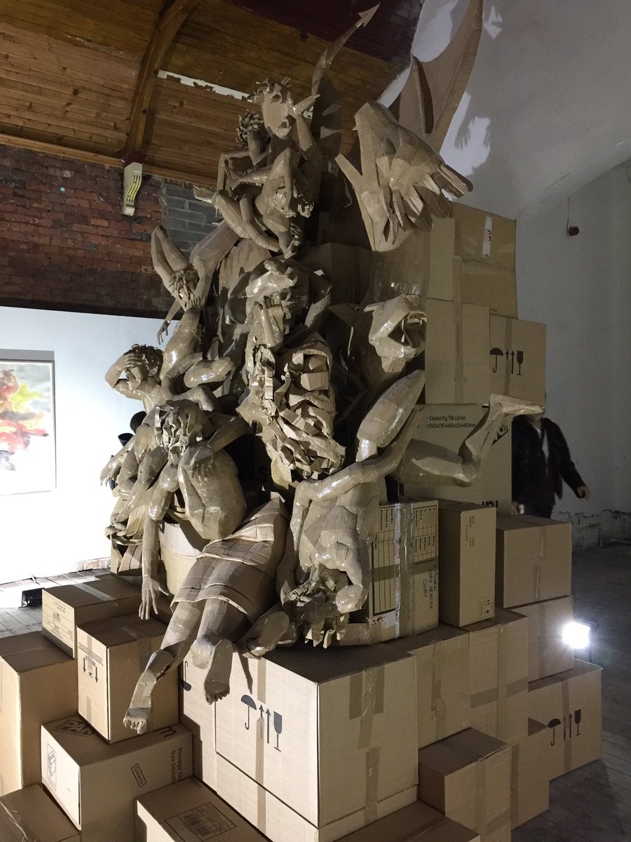 Just amazing! Dylan Shields Fall of the Rebel Angels at Athenaeum Building Fawcett St 12-5pm til Sunday <a href="/BreezeCreatives/">Breeze Creatives</a> Cardboard sculpture
