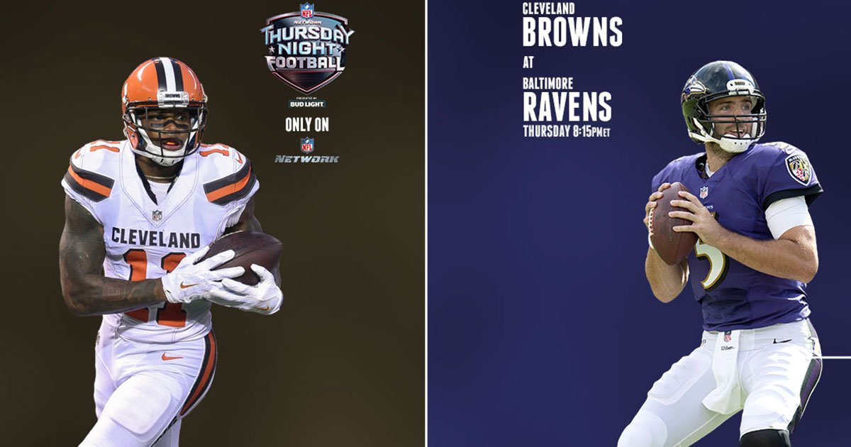 Tune in at 8:25pm EST tonight as the Cleveland Browns take on the Baltimore Ravens on Thursday Night Football. bit.ly/2fgSEri