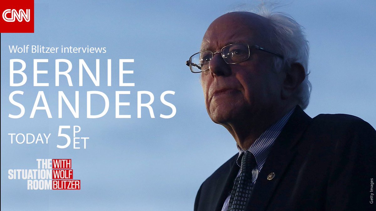 wolfblitzer's tweet photo. I'll speak live w/ @SenSanders today in @CNNSitRoom at 5PM ET. We'll discuss President-Elect @realDonaldTrump and where we go from here. https://t.co/zvYtyr4M3v