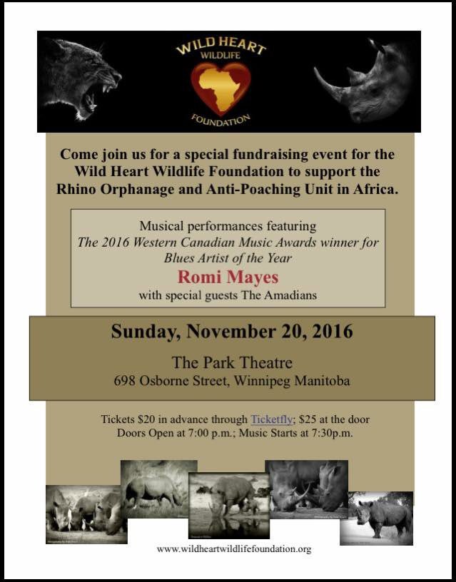 nfriesen1's tweet photo. Come out Nov 20th 2 support @Wildlifeatheart in #Winnipeg while enjoying great #music from @mayesromi &amp; @Amadians! https://t.co/OmJsTBuqdt https://t.co/9j5HR4hQBo