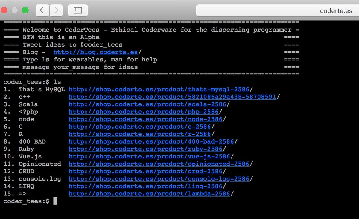 coder_tees's tweet image. The coderte.es CLI
ls for wearables
#cli #codertees #webshell