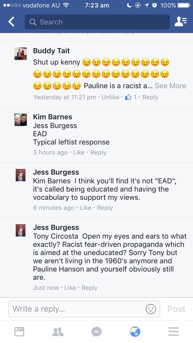 Hobbies include: Roasting uneducated racists #roast #fuckPaulineHanson