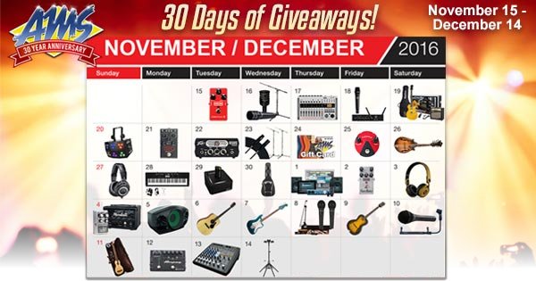 AmericanMusical's tweet photo. 30 Days of Giveaways at AMS! https://t.co/jiBiEoMBx1
Daily Giveaways Nov 15th-Dec 14th
Enter Now on the AMS Facebook
#AMSgiveaway #AMS30 https://t.co/0EdQw2dnLI