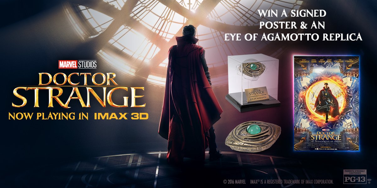 RT for a chance to win this <a href="/DrStrange/">Doctor Strange</a> Eye of Agamotto replica &amp; a signed poster. See #DoctorStrange in <a href="/IMAX/">IMAX</a> 3D today!