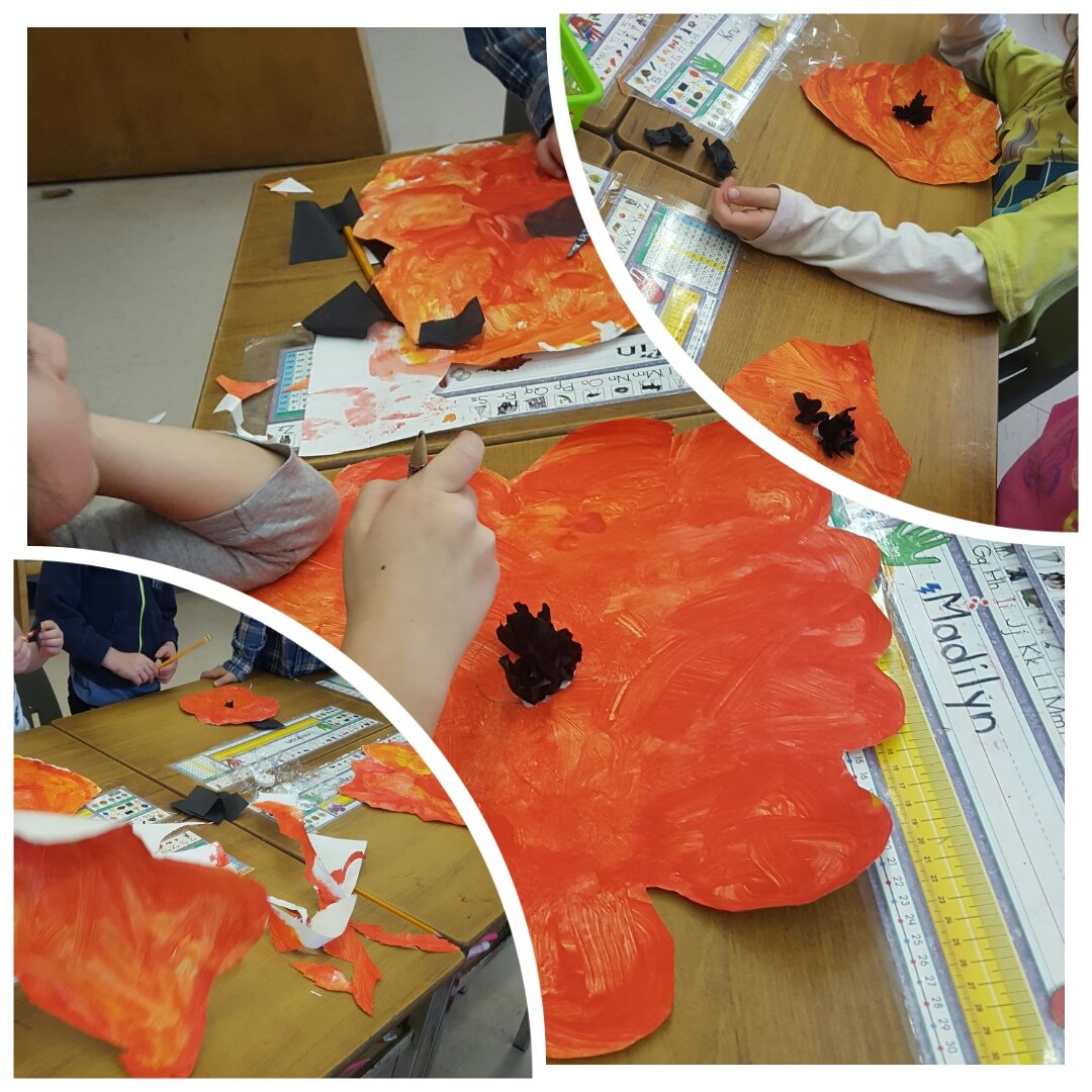 Inspired by Georgia O'Keeffe to create some poppies #grade1artists #rememberance