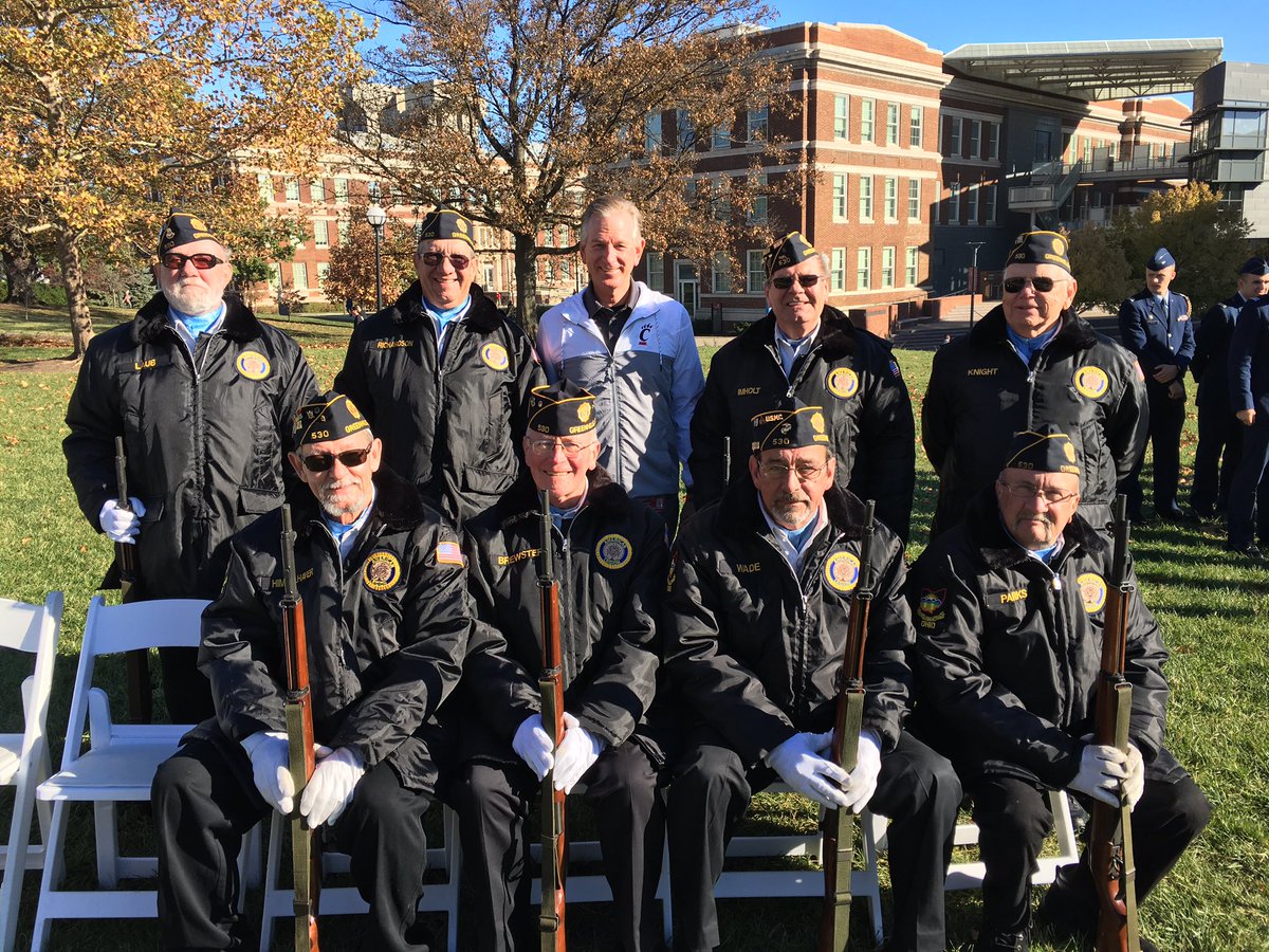CoachForGov's tweet photo. Was an honor to meet this group from American Legion Post 530 at UC's Veterans Day Ceremony this morning. https://t.co/cXTLY18Wc6