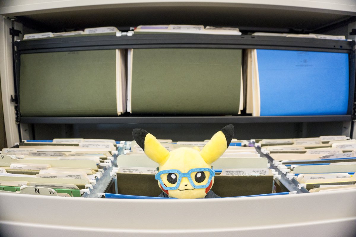 internpikachu's tweet photo. So many files! Good thing Intern Pikachu is great at alphabetizing! Try not to get stuck in there this time... https://t.co/5IdvFCAs7C