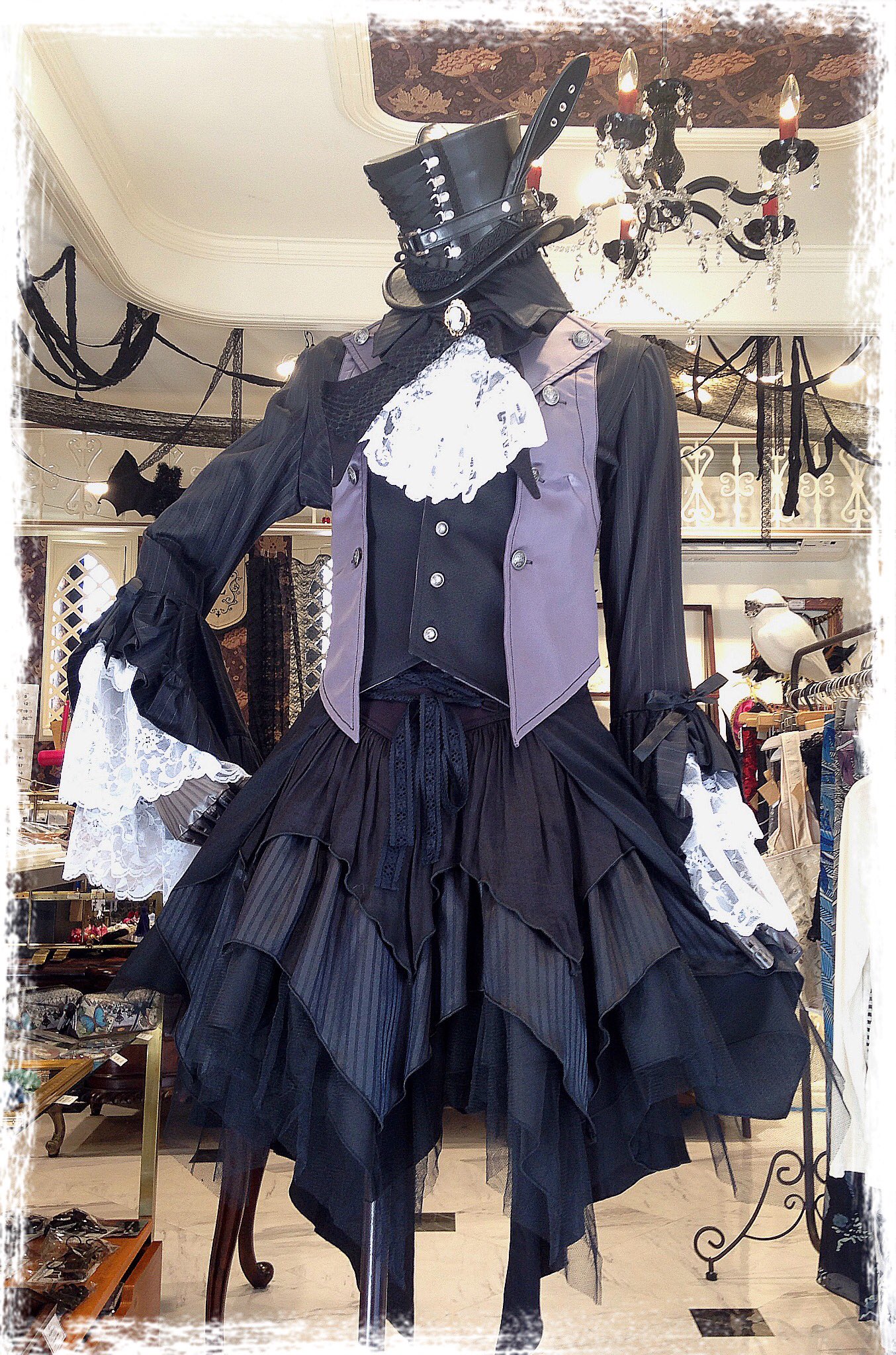 ALGONQUINS コルセットスタイルイレギュラーヘムスカート ALGONQUINS コルセット付きスカート ALGONQUINS イレギュラーヘム