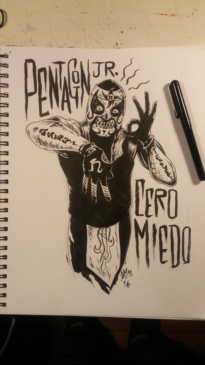 TopHeelArt's tweet photo. @PentagonJunior in the sketchbook today! @LuchaElRey @AAWPro #windycityclassic https://t.co/22bN0FxhZy
