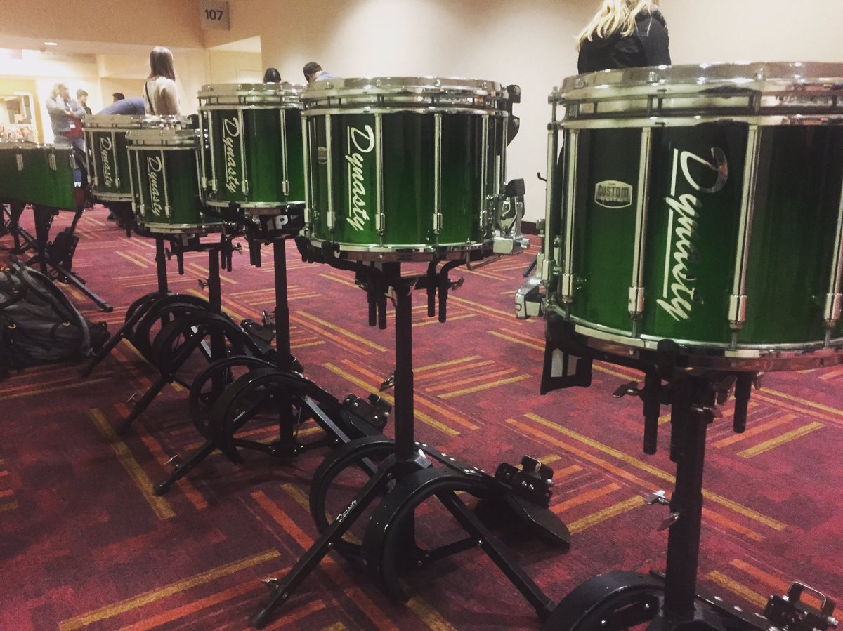 dynastyperc's tweet image. UNT Snare Line at #PASIC16 - Mean Green!