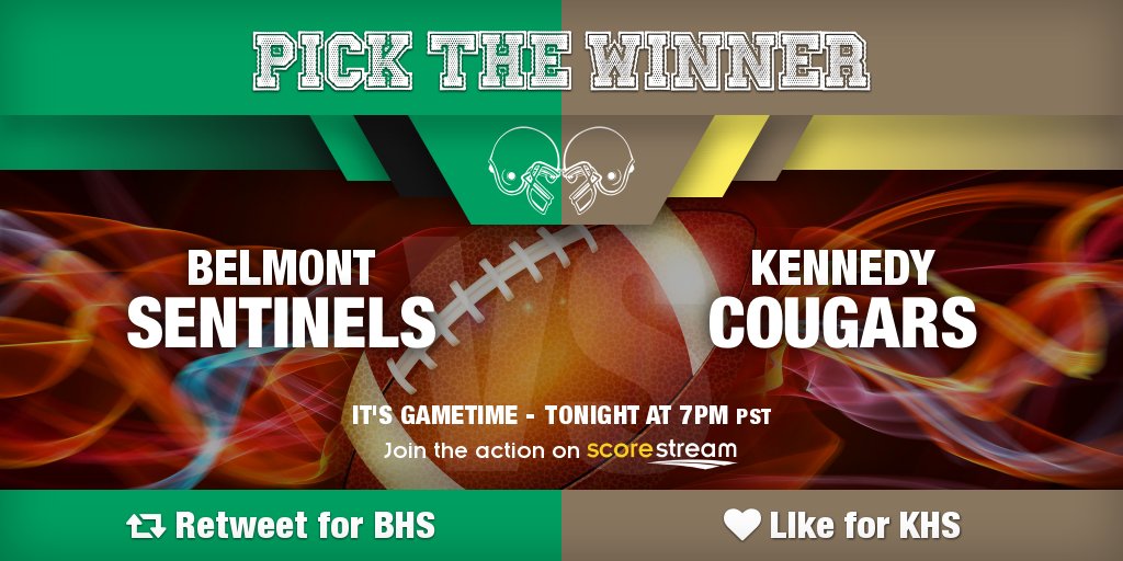Who wins?
Retweet for Belmont (<a href="/belmont__hs/">Belmont High School</a>)
Like for Kennedy (<a href="/jfkathletics/">JFKathletics</a>)
Get the app 🏈 scorestream.com/app?rId=twg