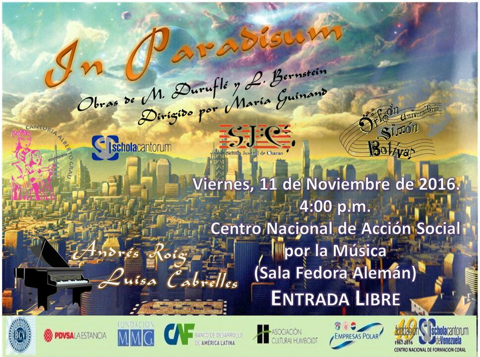 OrfeonUSB's tweet photo. Este viernes 11/11 les presentamos "In Paradiso" Obras de Duruflé y Bernstein @ScholaJuvenilV @ScholaJuvChacao @ScholaCantorumV @CantoriaAG https://t.co/SaIOROv9kb