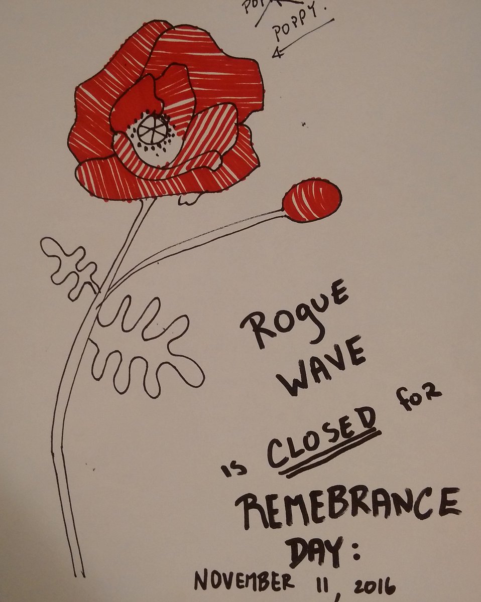 Rogue Wave is closed for Remembrance Day. Lest we Forget. #yeg #yegcoffee #yegdt #coffee #lovepeace #yeggers