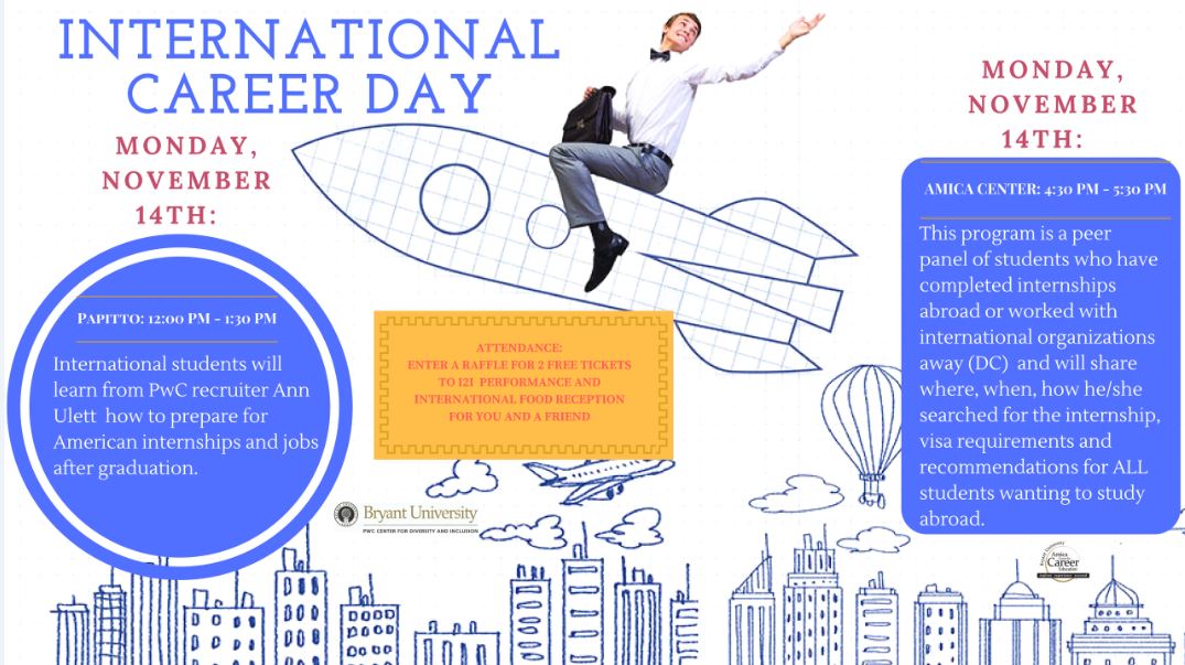 Interested in an internship abroad or working for an international org? Check out these International Career Day events on Nov. 14th!