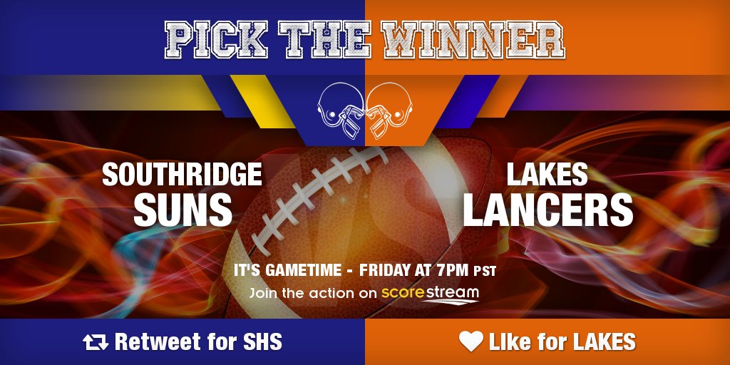 Who wins?
RT for Southridge <a href="/Southridge_Suns/">Southridge Athletics</a>
Like for Lakes @lakeslancers
Get the app 🏈 scorestream.com/app?rId=twg