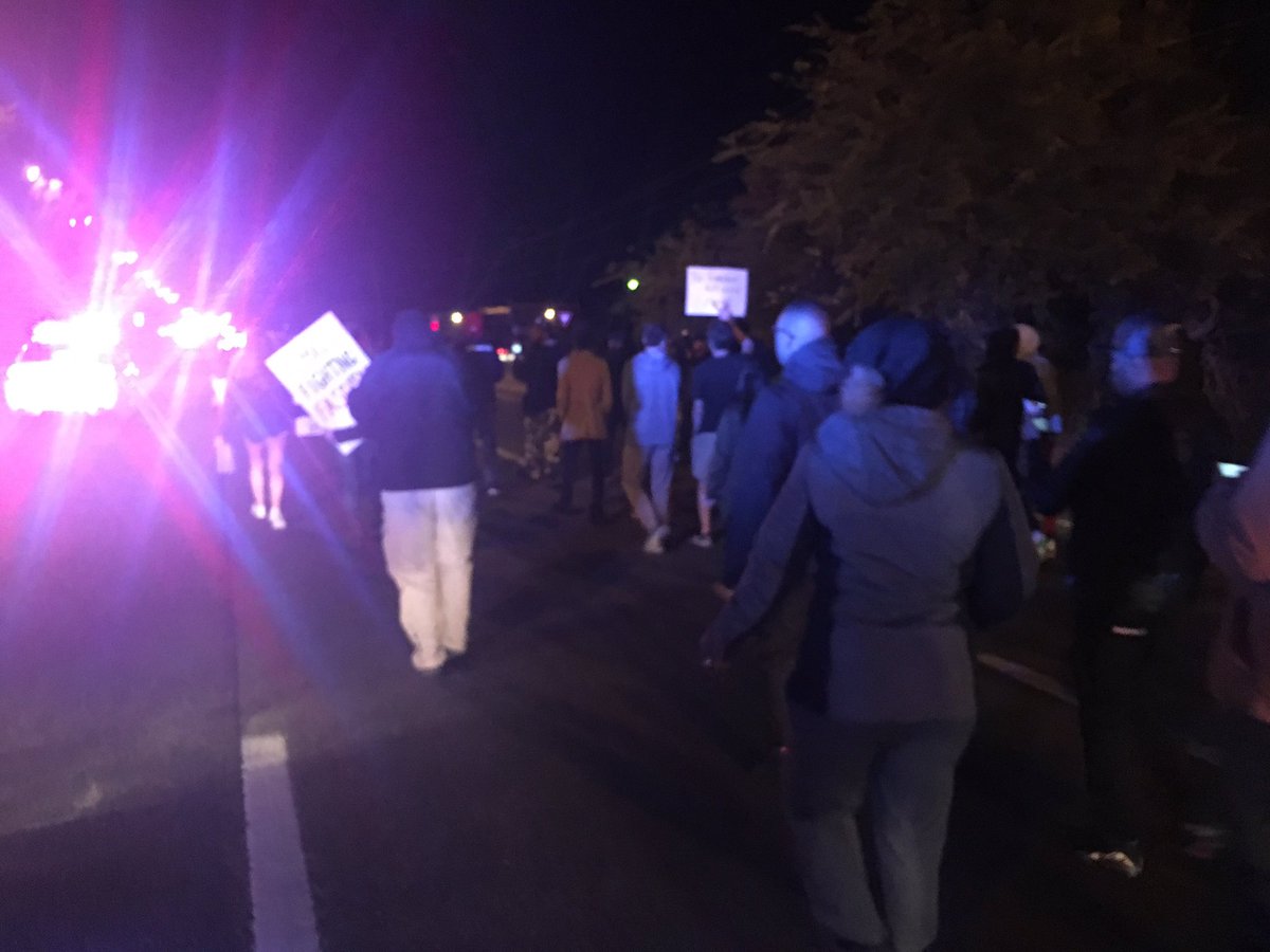 JoeFisherTV's tweet photo. "Electoral college: abolish!" About 50 protesters marching in #757UnityProtest on Mercury Blvd. @WAVY_News https://t.co/J4nKA6uhuX