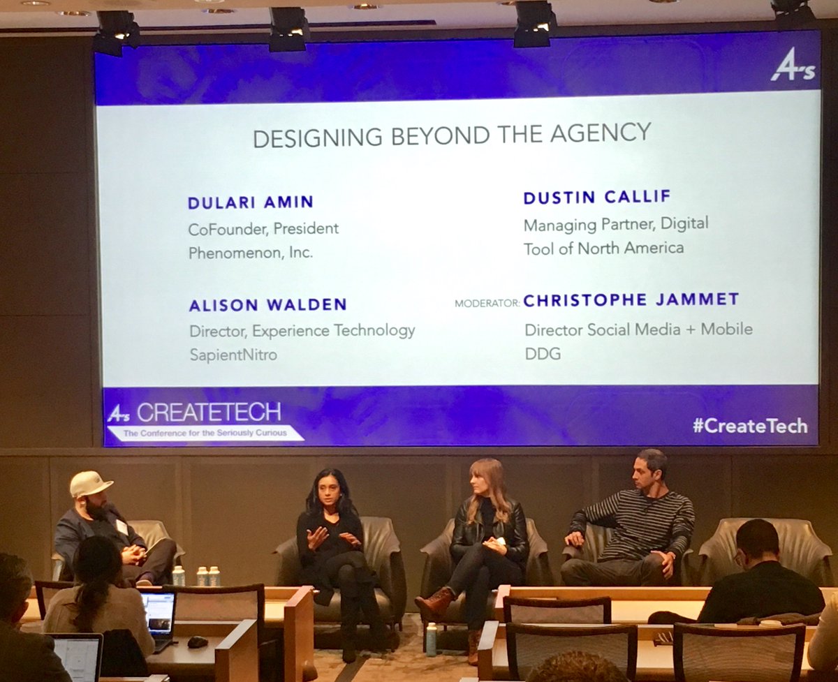 phenomenon's tweet image. &quot;Clients need us to behave as their startup.&quot; Insights from our own @dezigal at @4As #CreateTech today w/ @cjammet @lsnrae @dustincallif