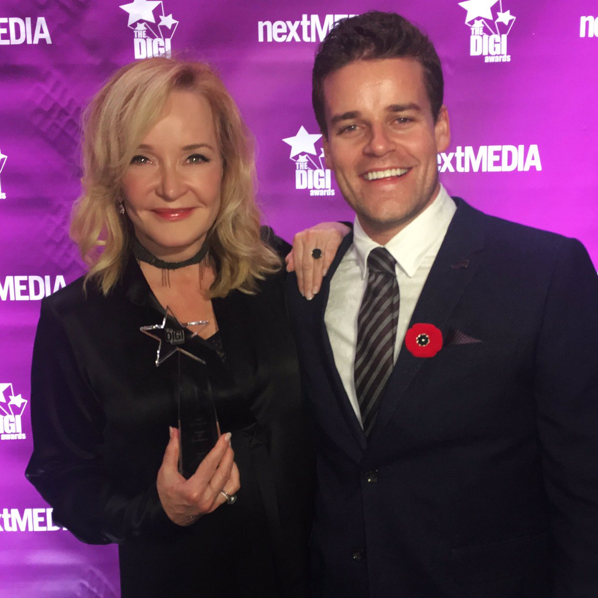Thank you <a href="/ambermac/">Amber Mac</a> for honoring me w/ this wonderful #digiaward &amp; 4 surprising me w/ a special presenter - my son!
