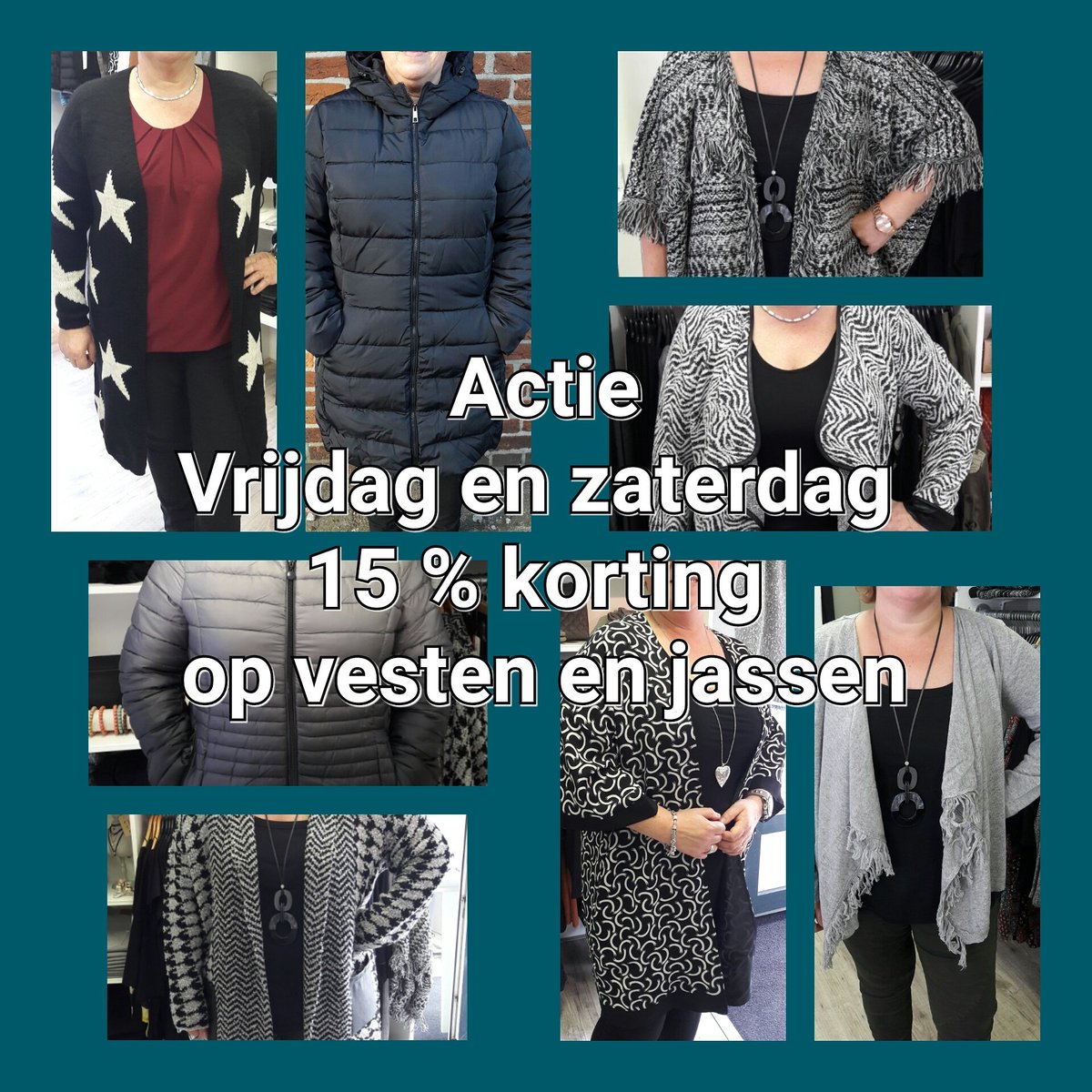 sizablemode's tweet image. Weekend actie!! Vandaag en morgen krijgt u 15% korting op vesten en jassen