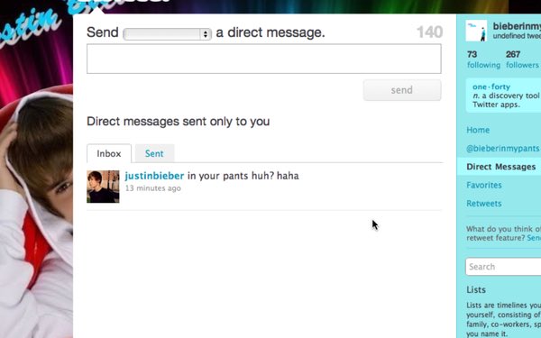 bieberinmypants's tweet photo. Exactly 7 years ago we got the most iconic DM ever #FetusJustin https://t.co/ybNL3B162b