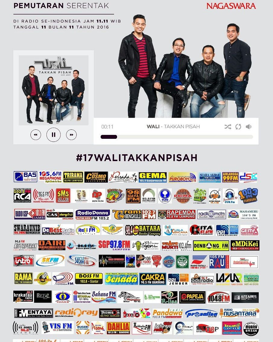 Dah mulai nihhh serentak di radio.... yuk request lagunya #takkanpisah pake hashtag #17walitakkanpisah ... tx yaa <a href="/IndoParawali/">Parawali Indonesia</a>