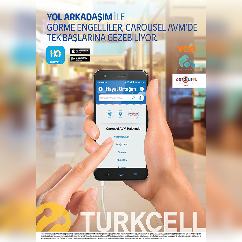 #HayalOrtağım a eklenen “Yol Arkadaşım AVM” özelliğiyle görme engelliler Carousel’de alışverişlerini kimseden yardım almadan yapabilecek.