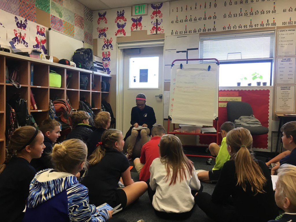 Author's Chair and sharing responses to items from <a href="/WritingFix/">Corbett Harrison</a>  and @achievethecore room360.org/2016/11/10/aut…