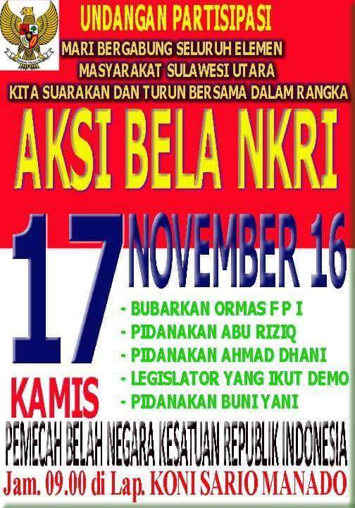Ormas di TANAH MINAHASA akan menggelar Aksi Bela NKRI,di Kota MANADO,Sulawesi Utara <a href="/NusronWahid1/">Nusron Wahid</a> <a href="/sahaL_AS/">akhmad sahal</a> <a href="/fadjroeL/">Dr. M. Fadjroel Rachman</a> @tbayupatti <a href="/semiaji_w/">Semiaji🇮🇩</a>