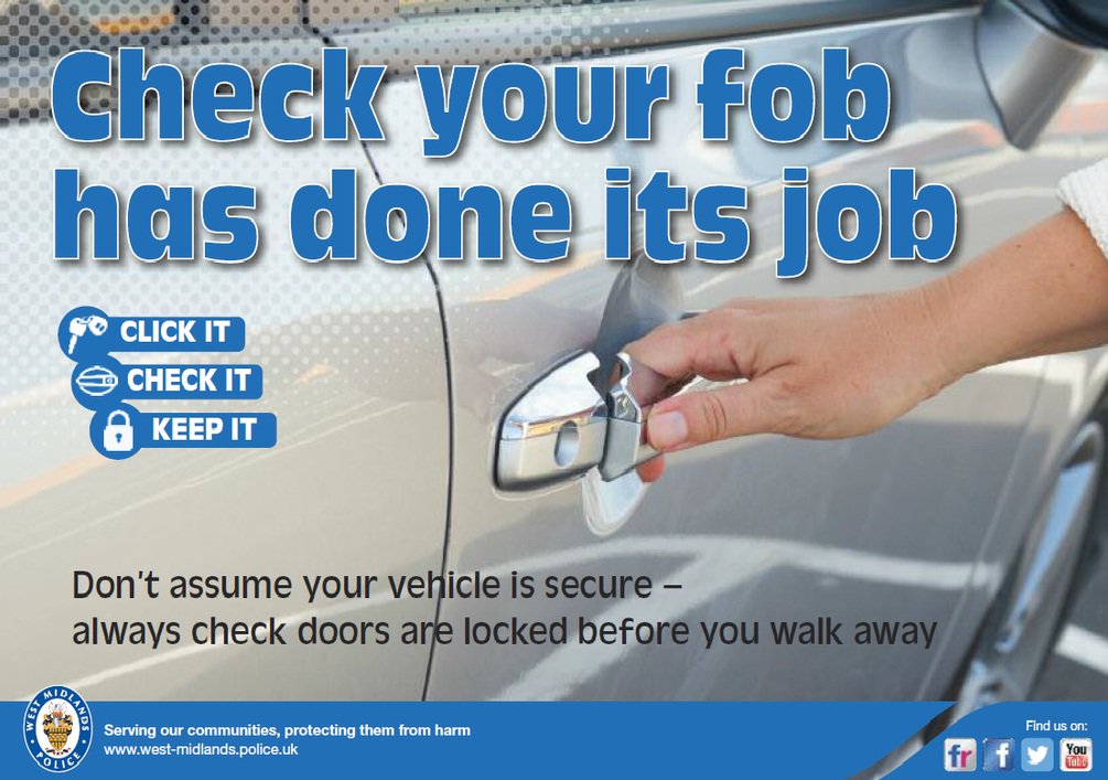 WMPolice's tweet image. Make sure you always check that your car doors have definitely locked before you walk away #ClickCheckKeep
