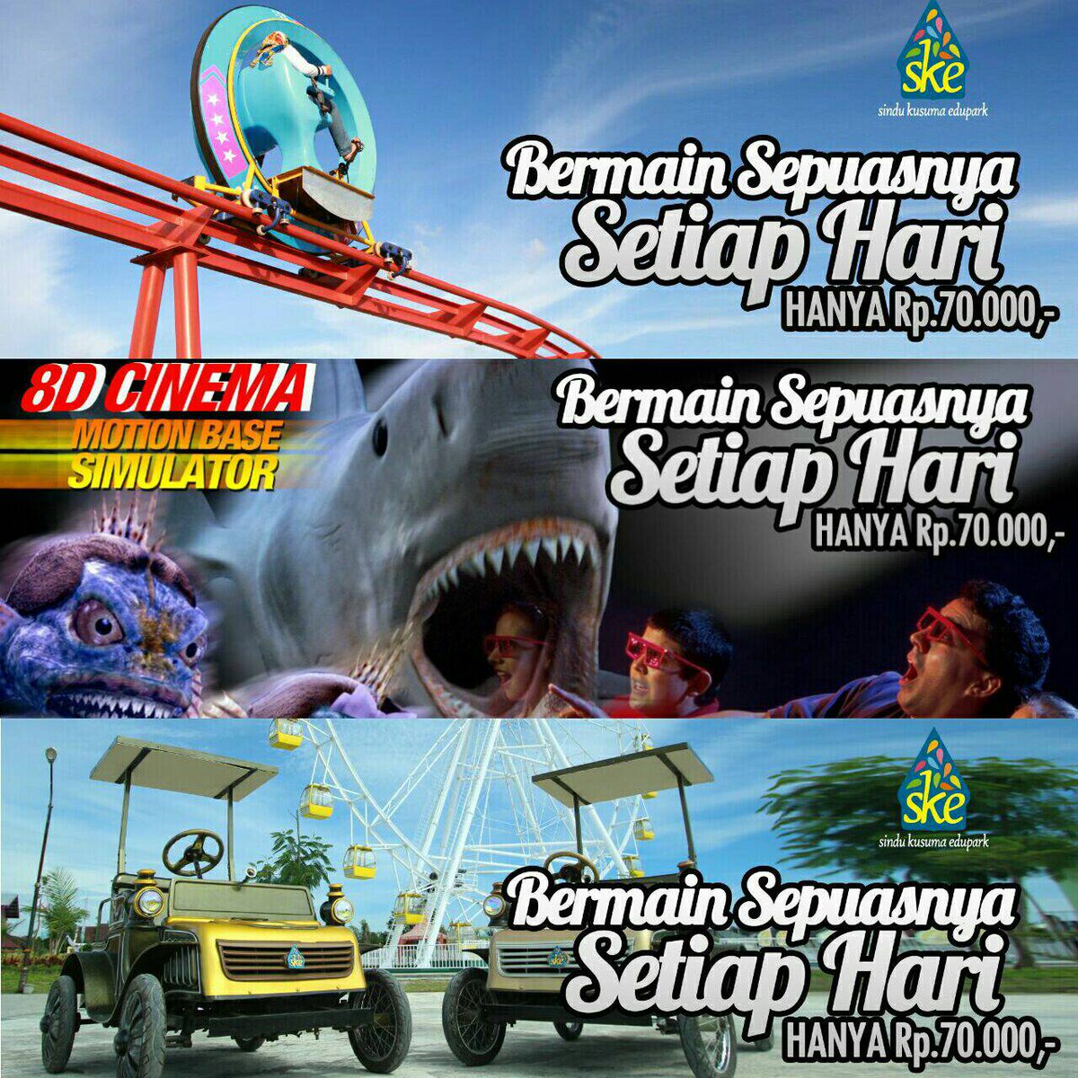 SEPUASNYA EVERYDAY!!!!! 

Ayo kapan lagi bermain sepuasnya cuma 70rb ?!? 

Yuk tag teman kamu sebanyak-banyaknya!!! 

#SKEdupark #SKE #Murah