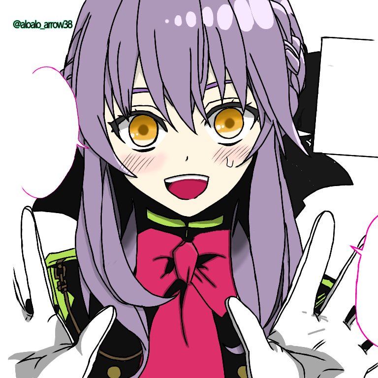 るるた 漫画のワンシーンのトレースをしました 即ち色塗りだ 柊シノア 私たちもしてみます ハイタッチ 終わりのセラフ 柊シノア